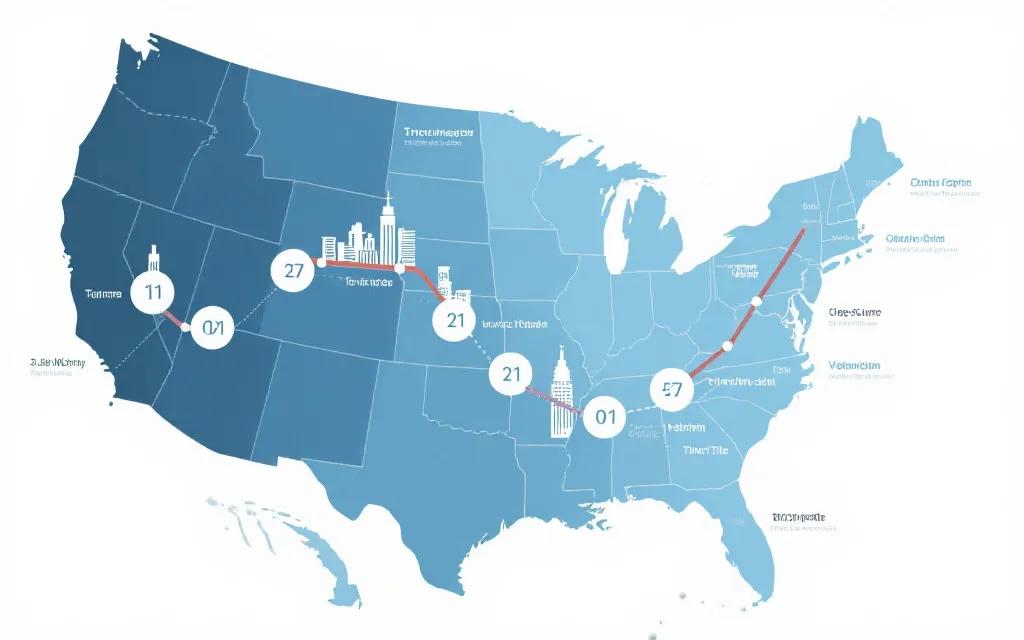 北美多城市地图与球迷观赛路线的视觉构图，体现时区与城市串联